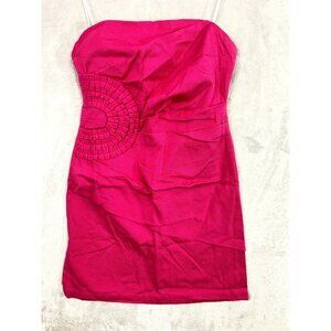 Jonathan Martin Strapless Dress Women's Sz 10 Pink Ruched Flower Cocktail Barbie